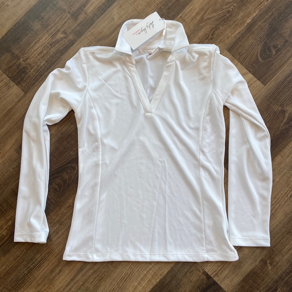 Long sleeve white golf polo